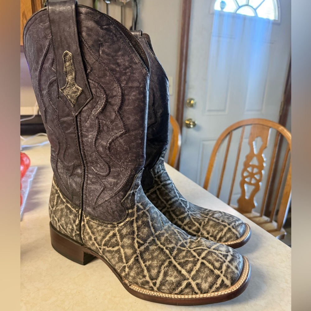 Elephant Cowboy Boots custom made - Black and Gray. Only wore once.